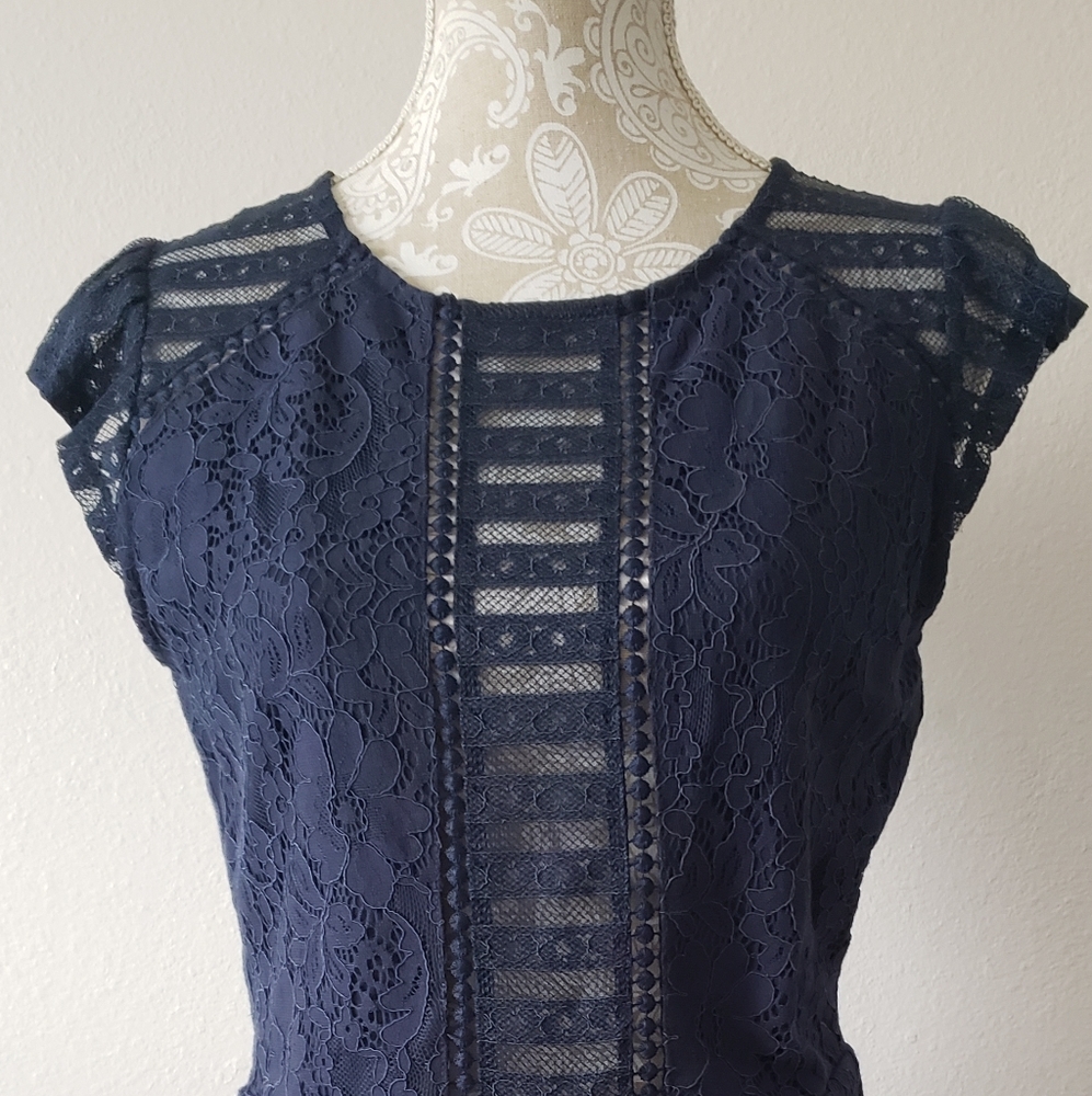 NWT Xhilaration Romper navy blue lace Sz M